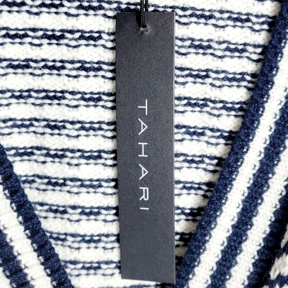 NWT Tahari Navy Stripes Knit Women's Cardigan Sweater Size L - Picture 4 of 7